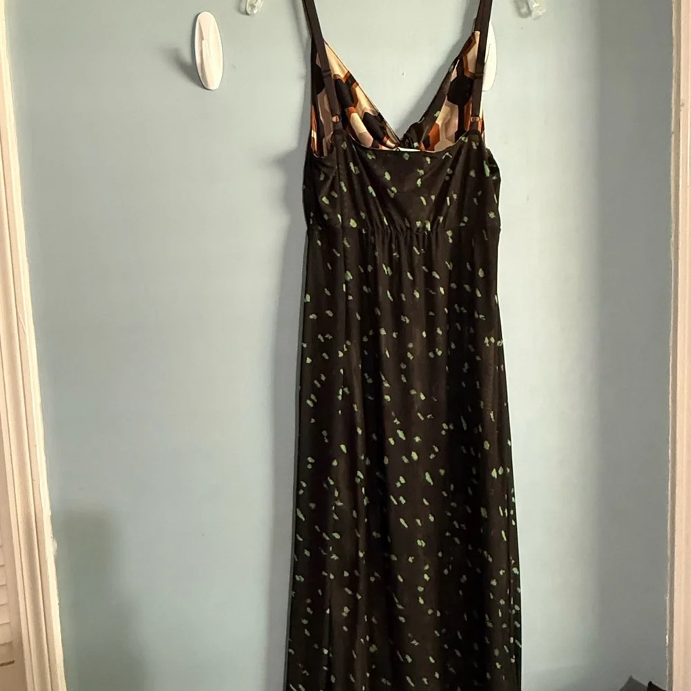 CAbi Brown and Black Geometric Maxi Dress Reversible Dress - Picture 9 of 16